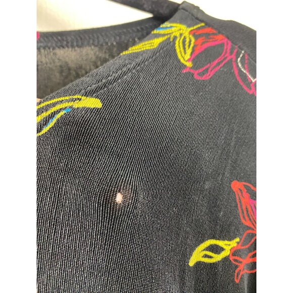 Vikki Vi Slinky Knit Floral Black Floral Button Up Tunic Top Plus size 1X USA - Picture 7 of 15